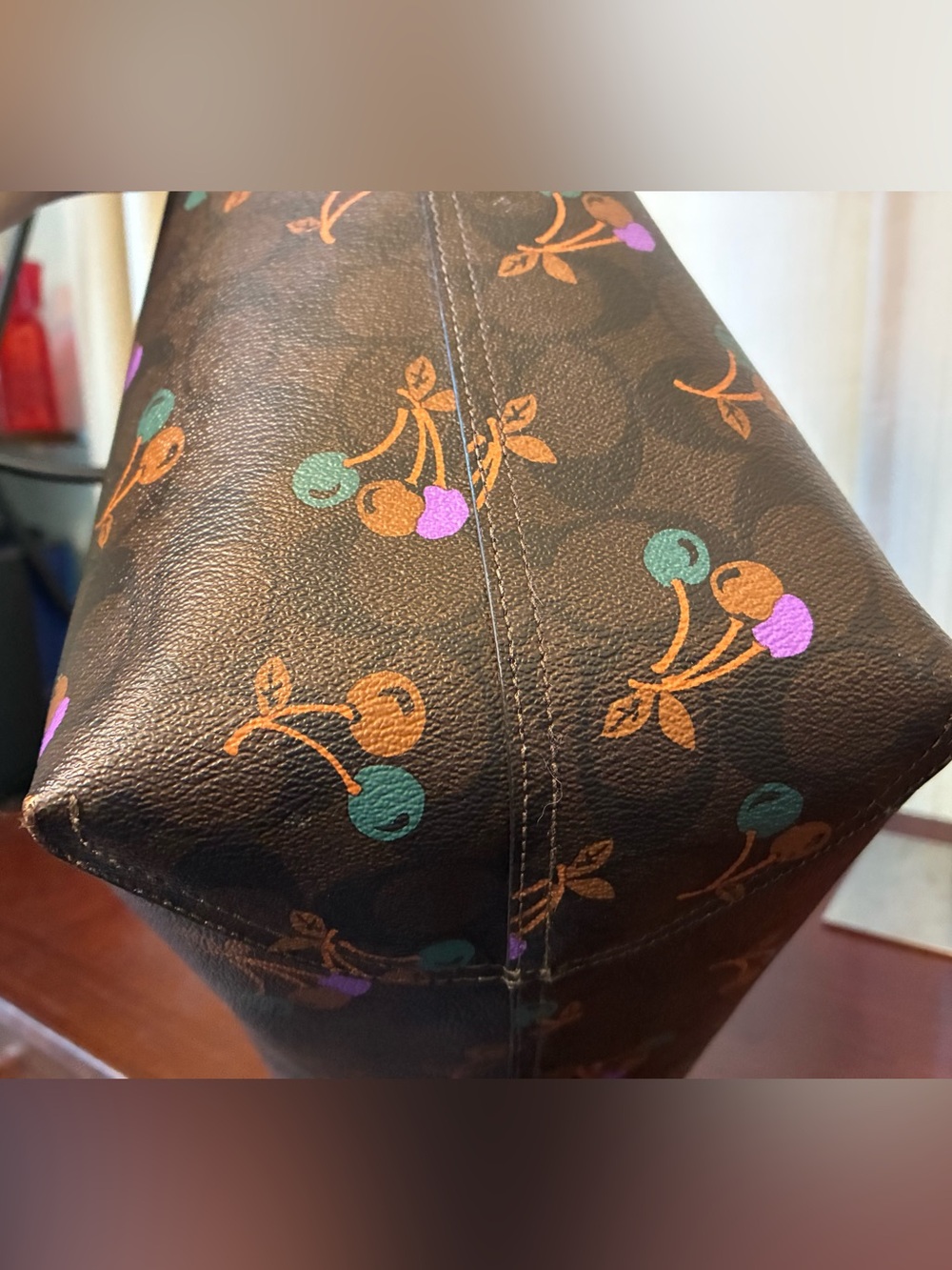 Coach Reversible Cherry Print Tote with Pouch - Picture 5 of 7